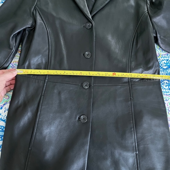 Kenneth Cole Reaction Black Leather Button Up Coat Medium - Picture 15 of 15
